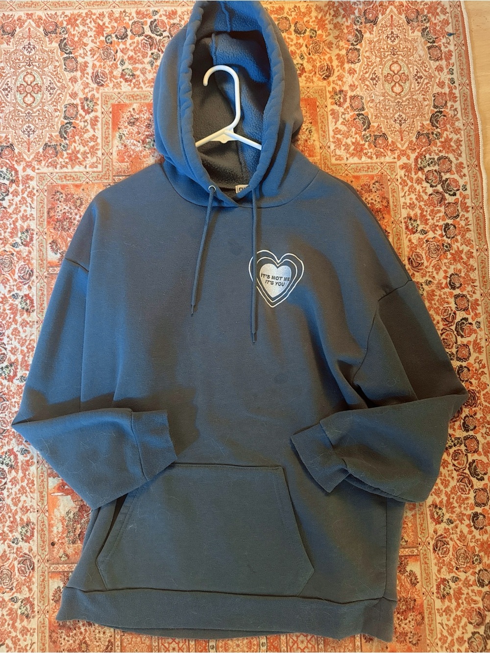 3/$25 bundle and save! Rue21 Navy Blue Hooded Pullover with Heart Patch